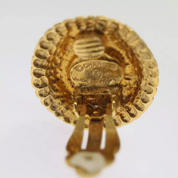 CHANEL Earring Gold Tone CC Auth - Picture 6 of 7